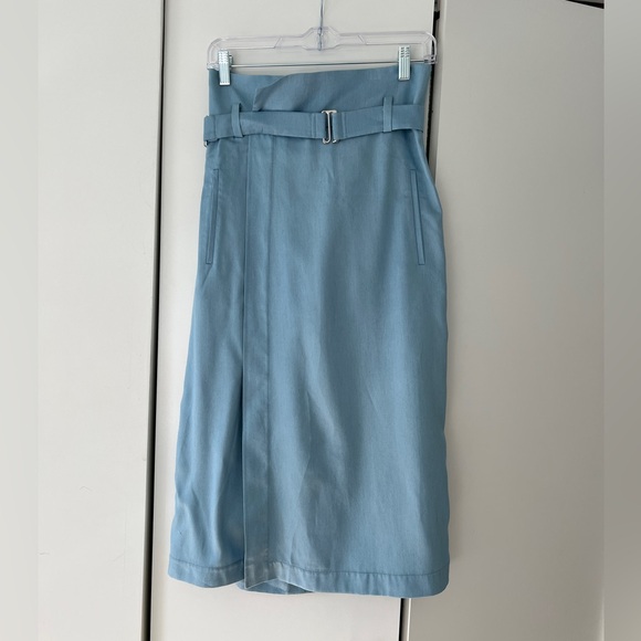 Tibi Belted Midi Skirt in Blue Lyocell - Picture 4 of 6